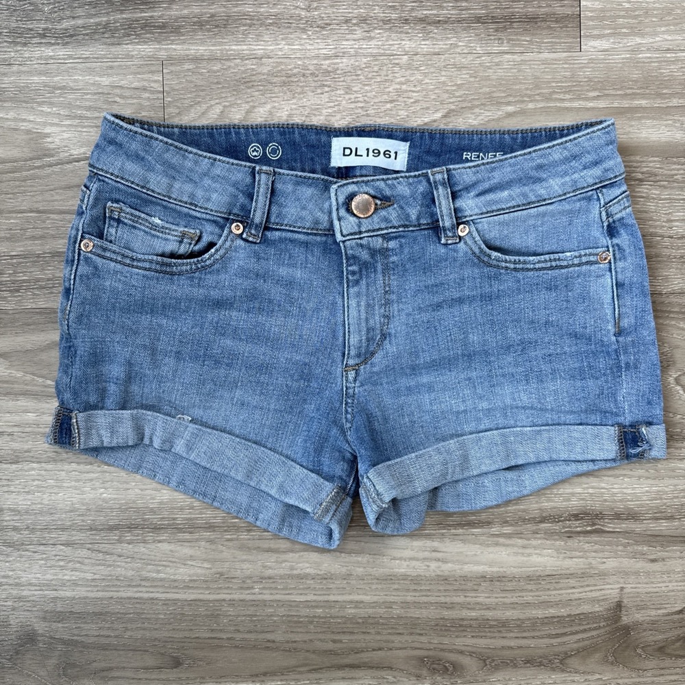 DL1961 Jean Shorts Womens 24 Blue 2" Renee Low Rise Rolled Somerset Denim
